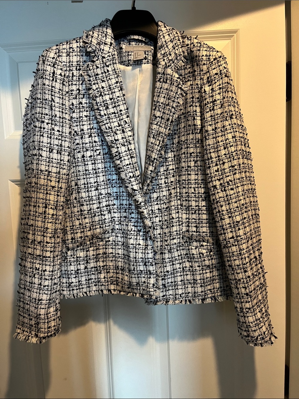 H&M Black and White Tweed Blazer Jacket